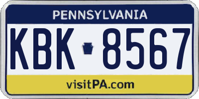 PA license plate KBK8567