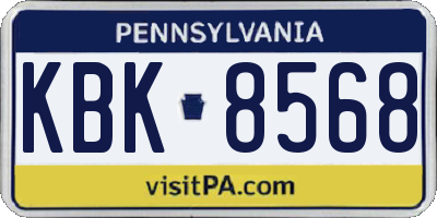 PA license plate KBK8568