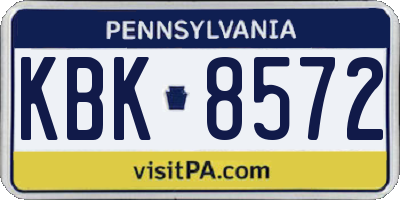 PA license plate KBK8572