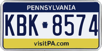 PA license plate KBK8574