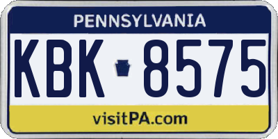 PA license plate KBK8575