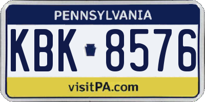 PA license plate KBK8576