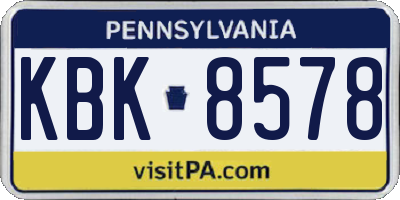 PA license plate KBK8578
