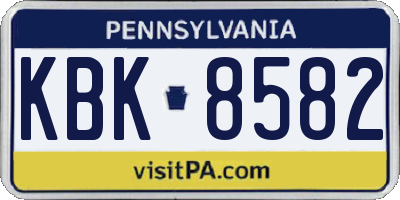 PA license plate KBK8582
