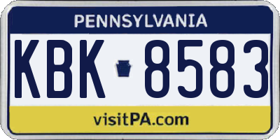 PA license plate KBK8583