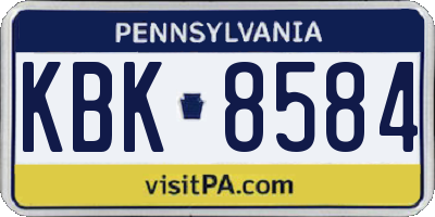 PA license plate KBK8584