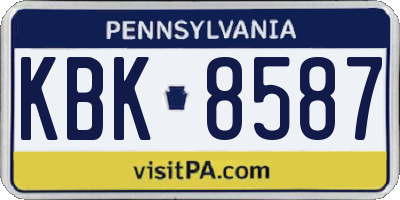 PA license plate KBK8587