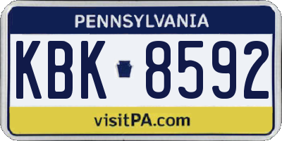 PA license plate KBK8592