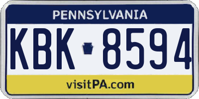 PA license plate KBK8594