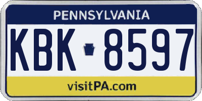 PA license plate KBK8597