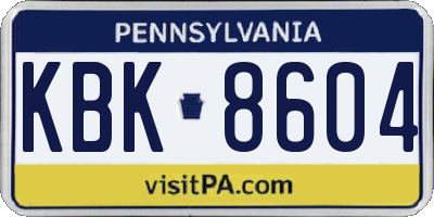 PA license plate KBK8604
