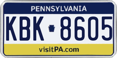 PA license plate KBK8605