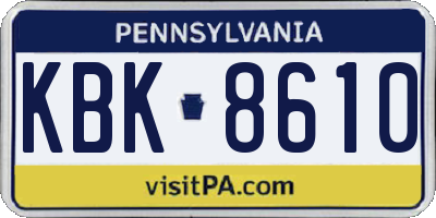 PA license plate KBK8610