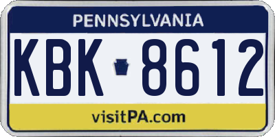 PA license plate KBK8612