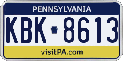 PA license plate KBK8613