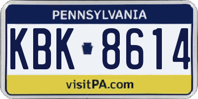 PA license plate KBK8614