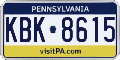 PA license plate KBK8615