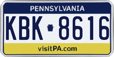 PA license plate KBK8616