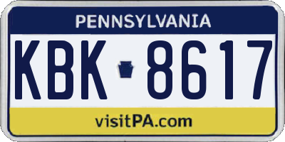 PA license plate KBK8617