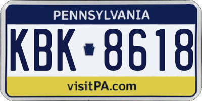 PA license plate KBK8618