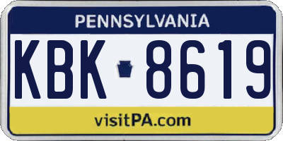PA license plate KBK8619