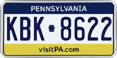 PA license plate KBK8622
