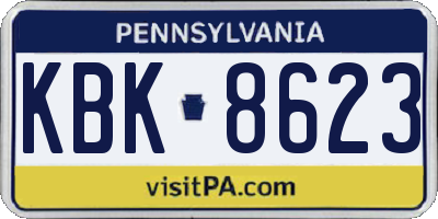 PA license plate KBK8623