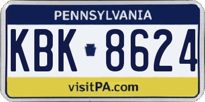 PA license plate KBK8624