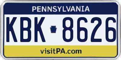 PA license plate KBK8626