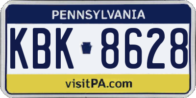 PA license plate KBK8628