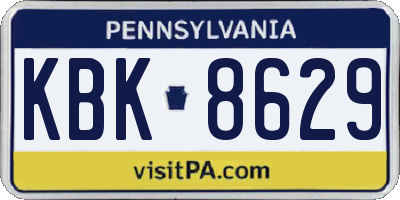 PA license plate KBK8629