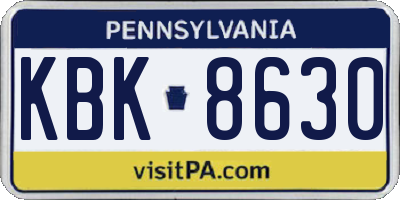 PA license plate KBK8630
