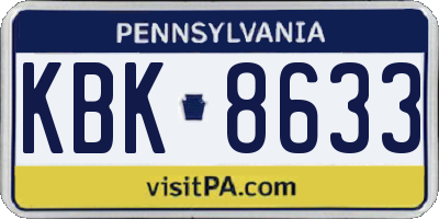 PA license plate KBK8633