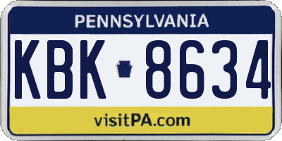 PA license plate KBK8634