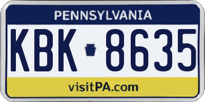 PA license plate KBK8635