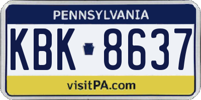 PA license plate KBK8637
