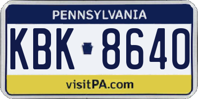 PA license plate KBK8640