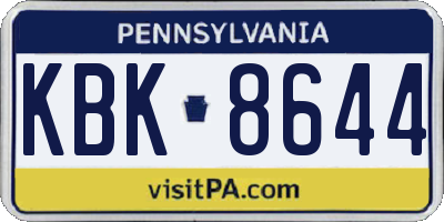 PA license plate KBK8644