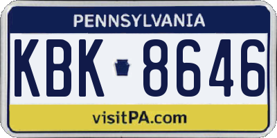 PA license plate KBK8646