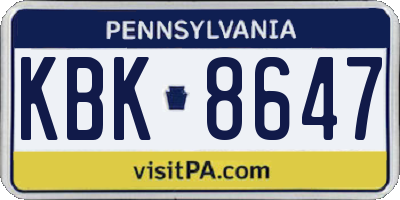 PA license plate KBK8647