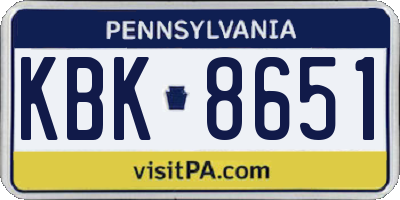 PA license plate KBK8651