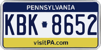 PA license plate KBK8652