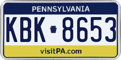 PA license plate KBK8653