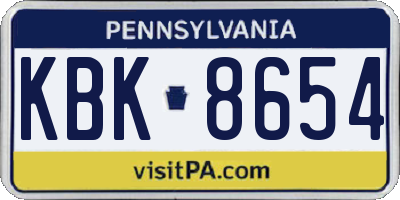 PA license plate KBK8654