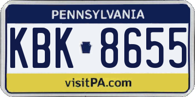PA license plate KBK8655