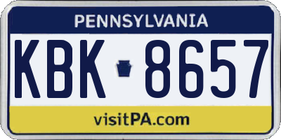 PA license plate KBK8657
