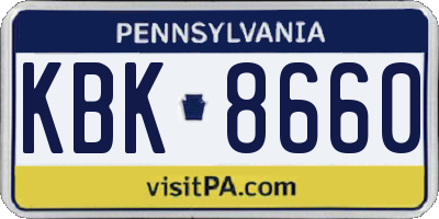PA license plate KBK8660