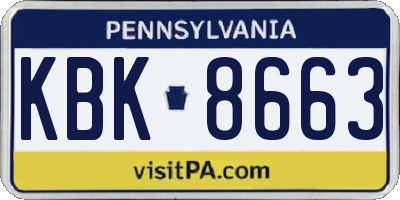 PA license plate KBK8663