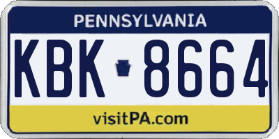 PA license plate KBK8664