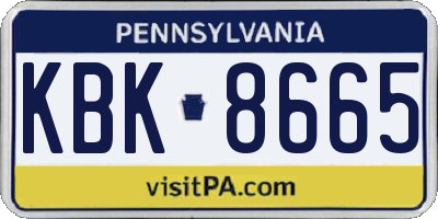 PA license plate KBK8665